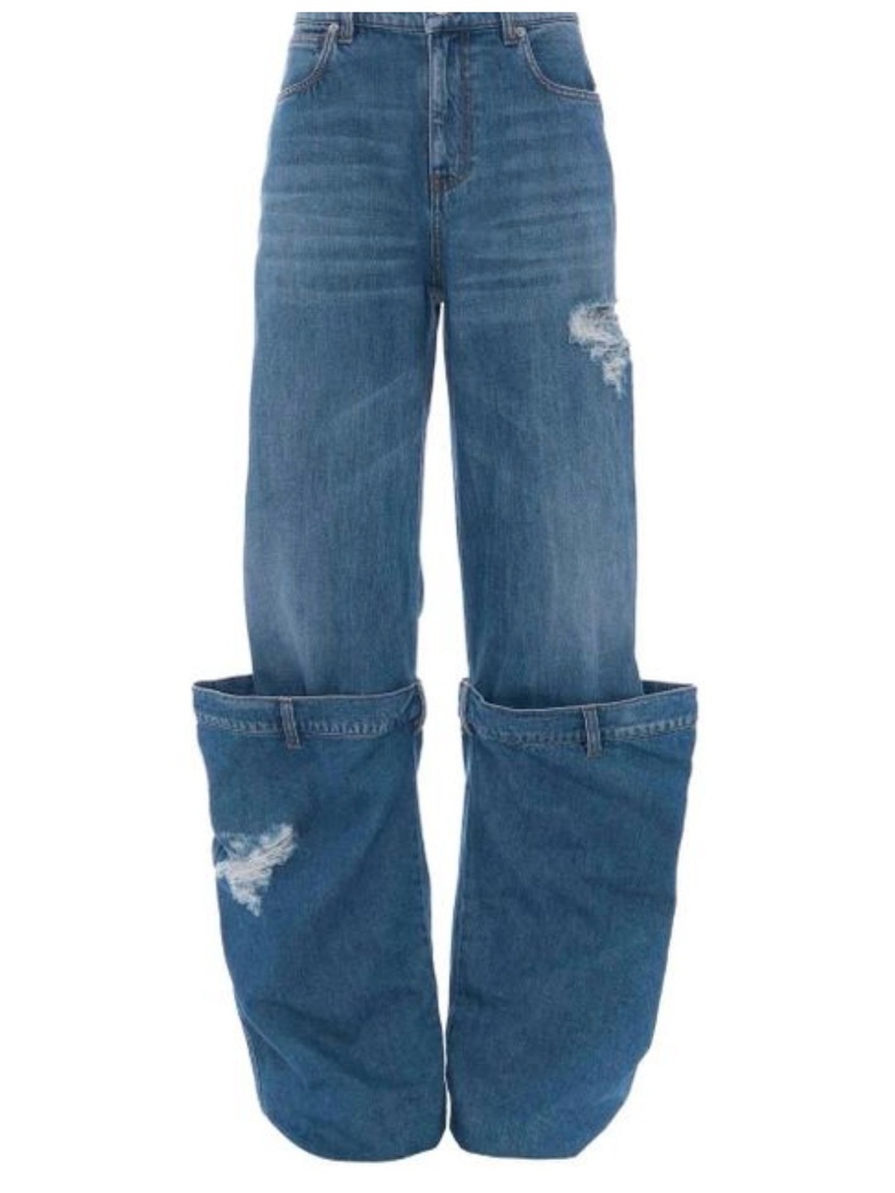 JW ANDERSON Distressed Logo Patch Bucket Jeans